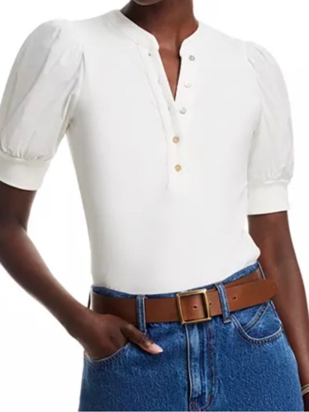 Puff Sleeve Henley Top